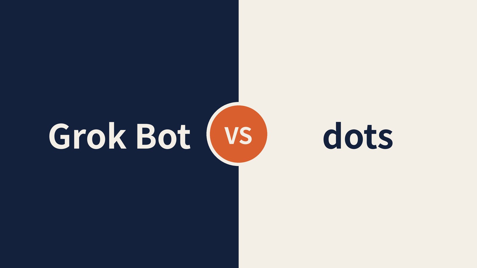 左右2分割に「Grok Bot」「dots」の文字と中央の「VS」（AIレビュー作成のオリジナル画像）