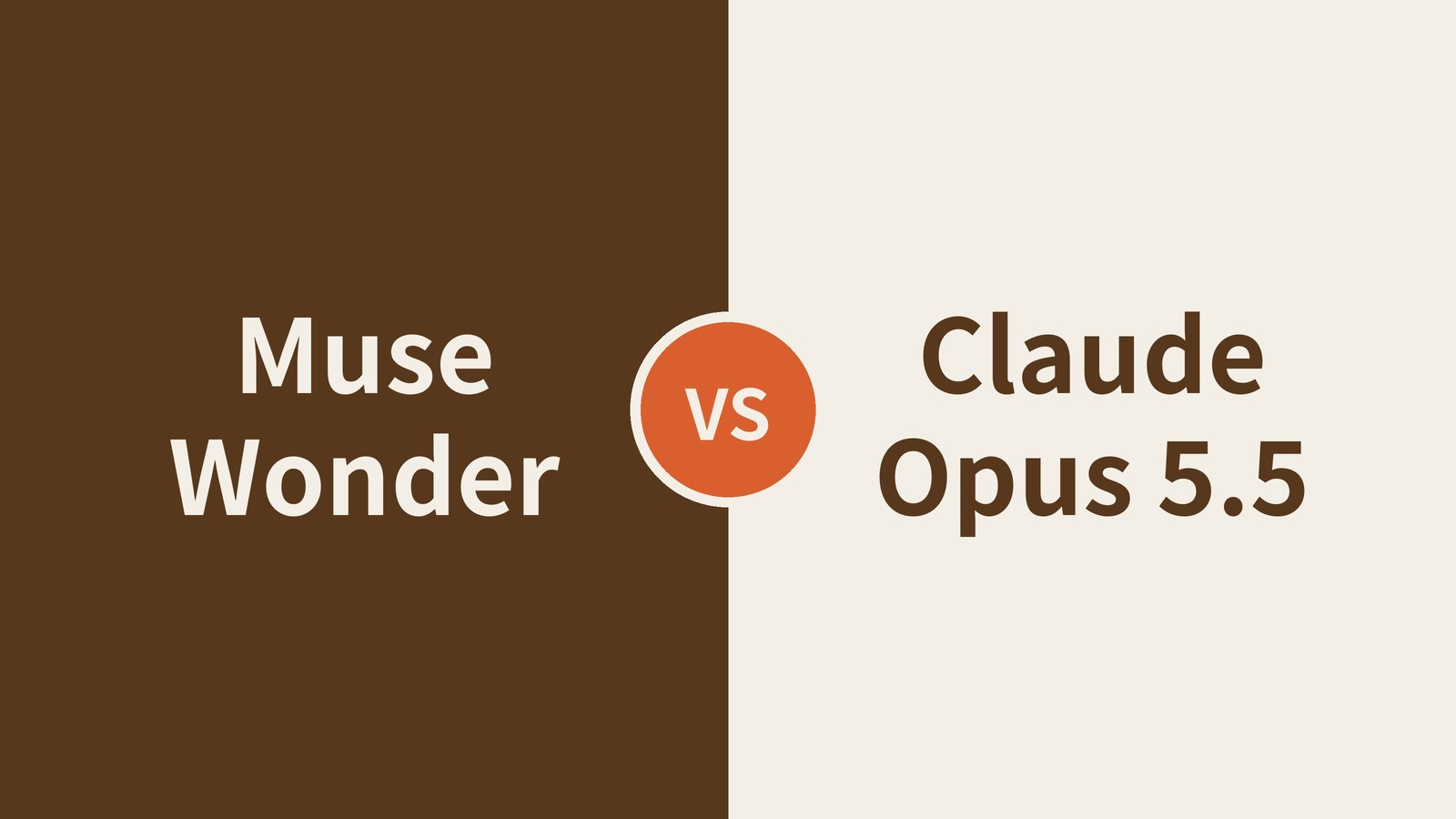 左右2分割に「Muse Wonder」「Claude Opus 5.5」の文字と中央の「VS」（AIレビュー作成のオリジナル画像）