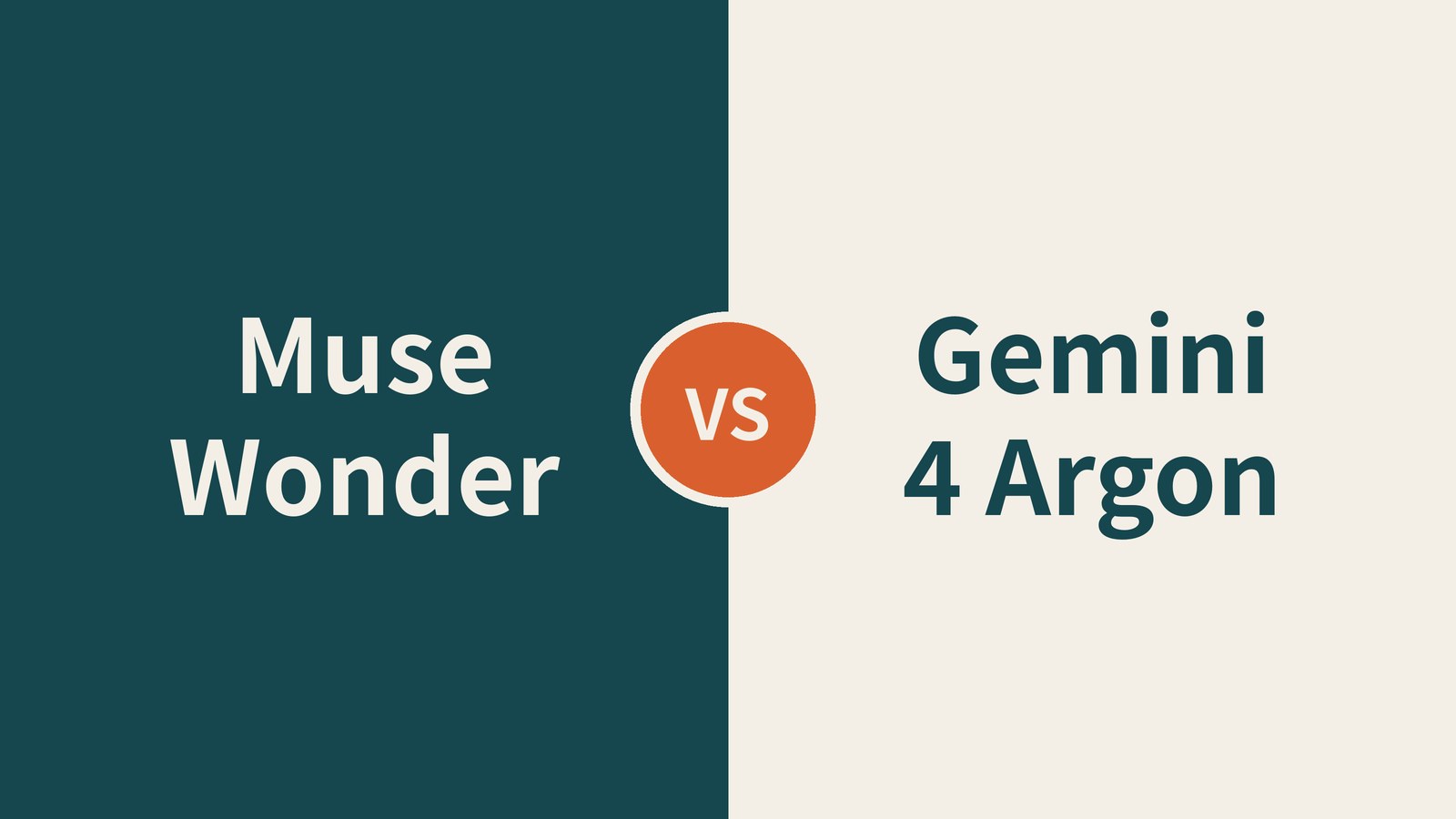 左右2分割に「Muse Wonder」「Gemini 4 Argon」の文字と中央の「VS」（AIレビュー作成のオリジナル画像）